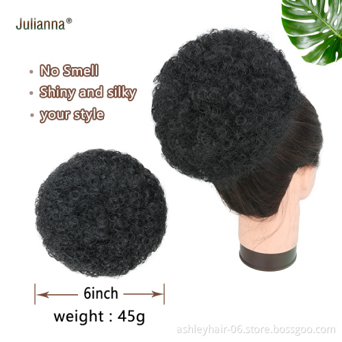 Julianna Drawstring Afro Kinky Curly Cozy Kanekalon Pony Tail Ponytail Hair Extensions Puff Bun Synthetic Hair Chignon Ponytails